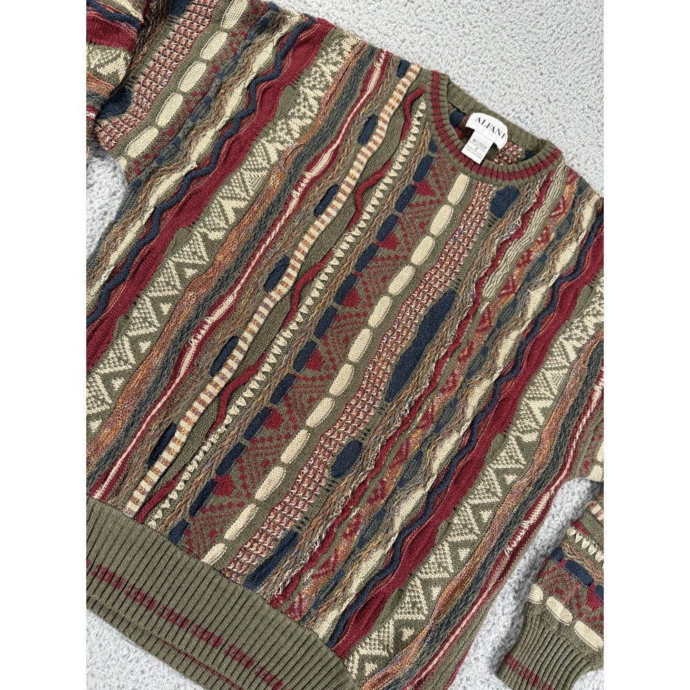 Vintage 80s 90s 3D Thick Texture Cable Abstract Grunge Hip Hop Sweater Small - Picture 3 of 13